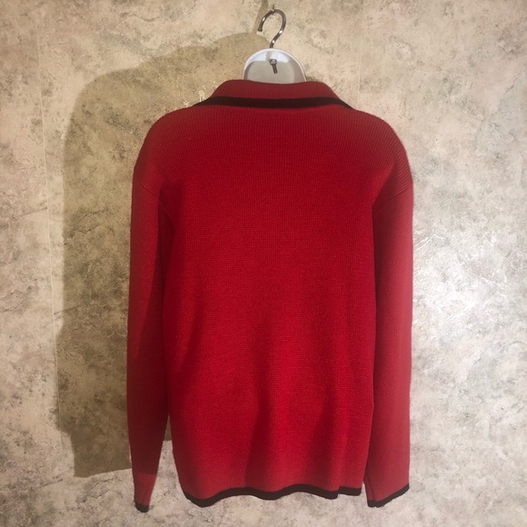 Crystal Kobe Zippered Red Knitted Cardigan - Picture 10 of 12